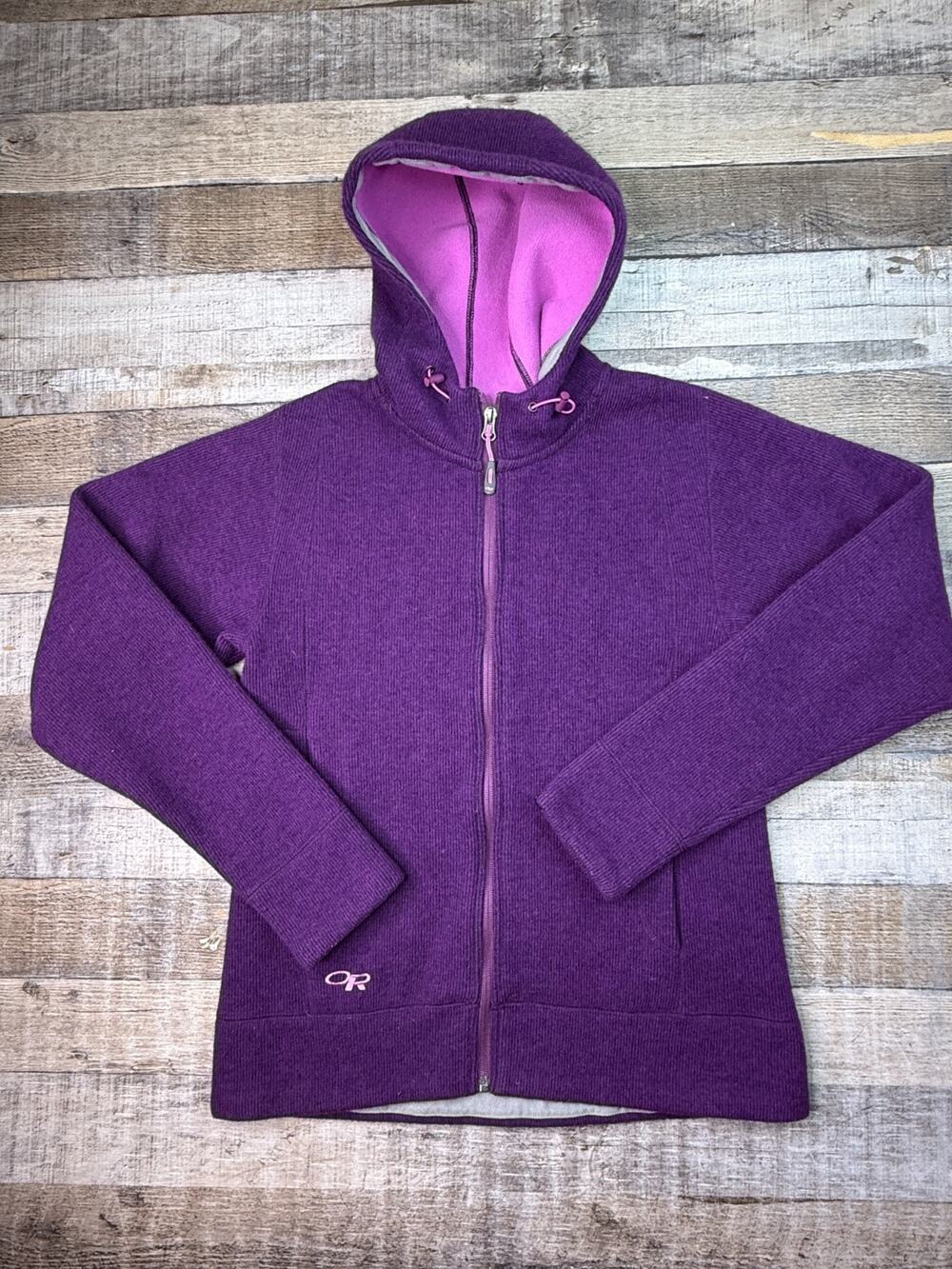 Outdoor Research Salida Jacket Womens M Wool Blend Purple Fleece Lined Hiking